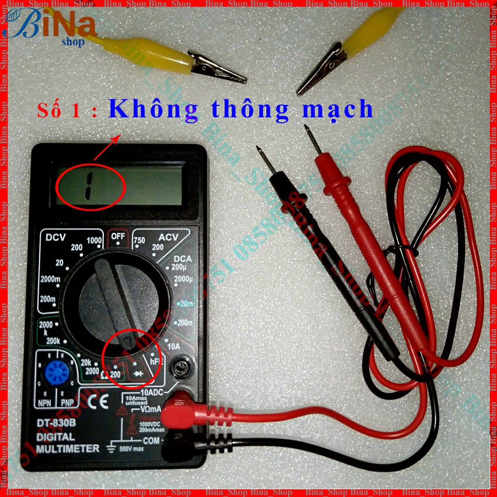 Đồng hồ vạn năng DT-830B, pin 9V tự mua không kèm theo