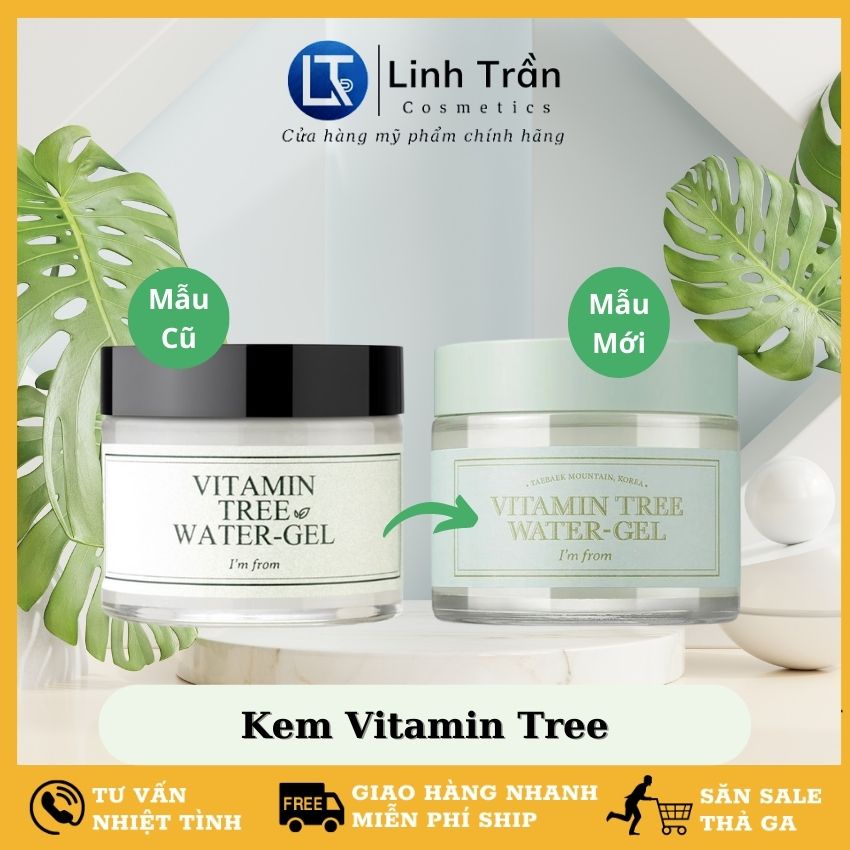 Kem dưỡng ẩm Vitamin Tree Water Gel, kem dưỡng phục hồi da, kiểm soát dầu cho da dầu mụn chính hãng