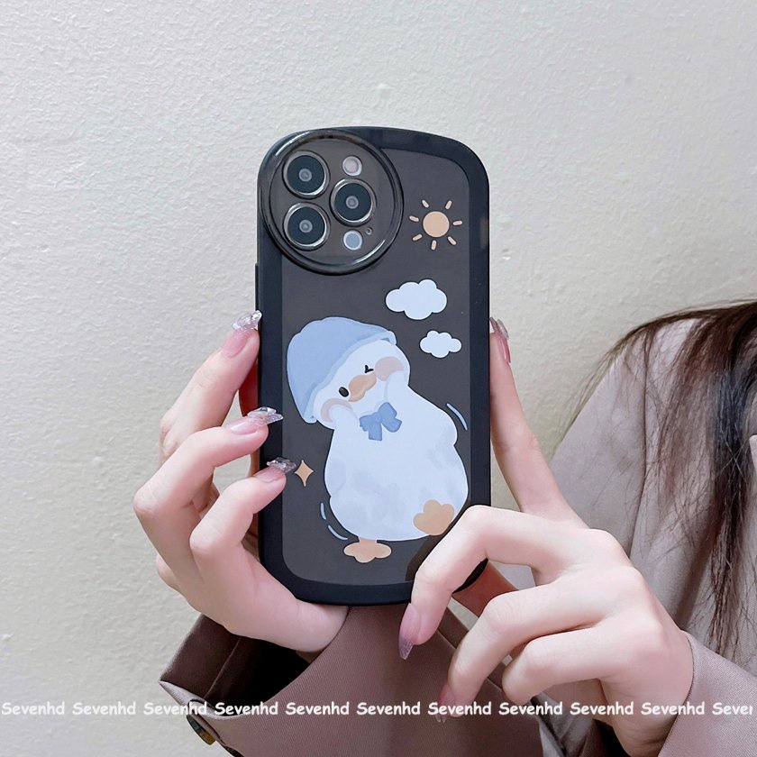 Ốp Điện Thoại Mềm Trong Suốt Họa Tiết Chú Vịt Mắt To Hoạt Hình Cho iPhone 14 13 12 11 Pro Max X XR Xs Max 8 7 Plus SE 2020