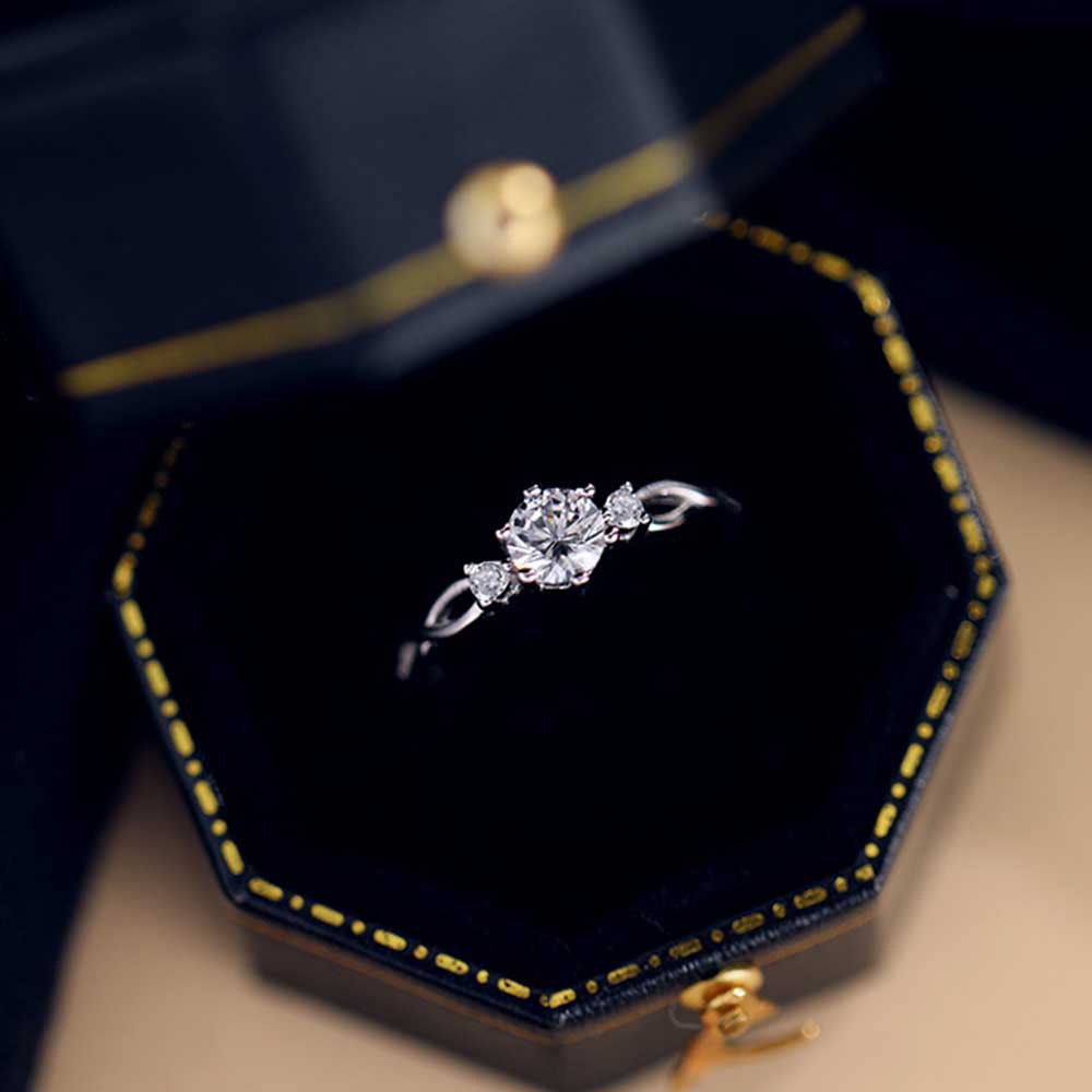 Nhẫn Bạc S925 Đính Đá Zircon Đơn Giản Thời Trang Có Thể Điều Chỉnh Kích Thước