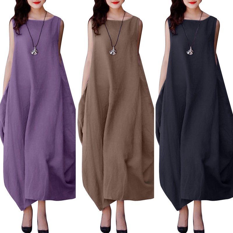 Đầm nữ Zanzea dài không tay thời trang Hàn Quốc