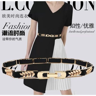Thắt lưng nữ dây nịt nữ dây lưng nữ thời trang Hàn Quốc Elastic gold belt