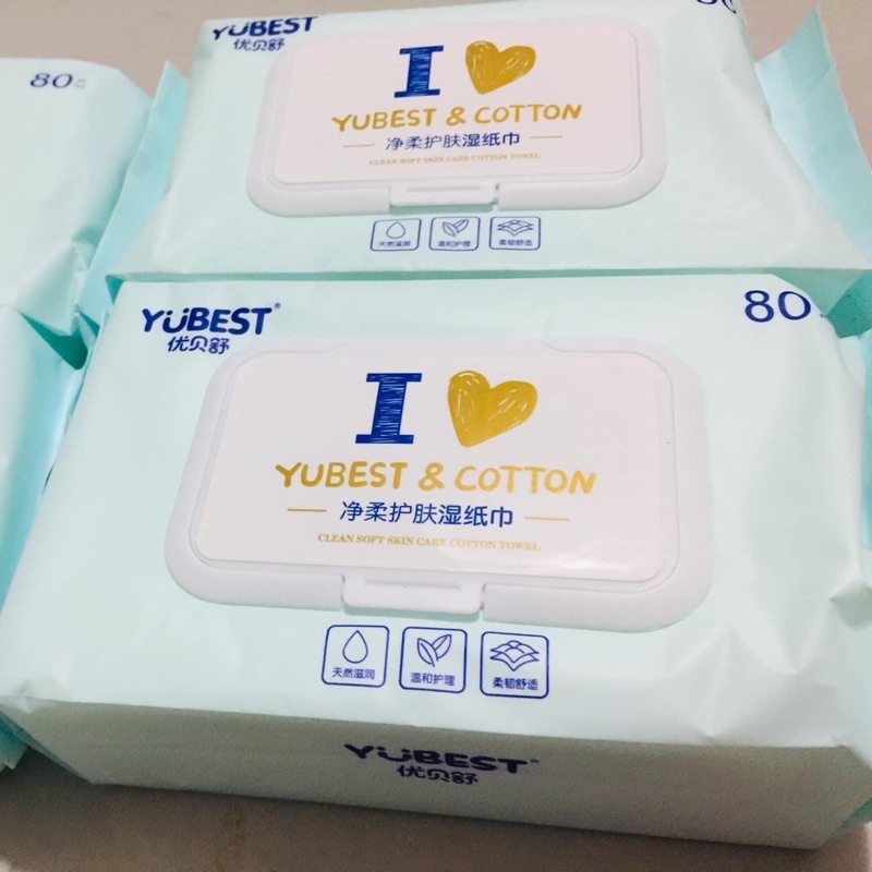 Khăn Ướt Kháng Khuẩn Không Mùi YUBEST Bịch To Dày 550g 80 Tờ Có Nắp Đậy