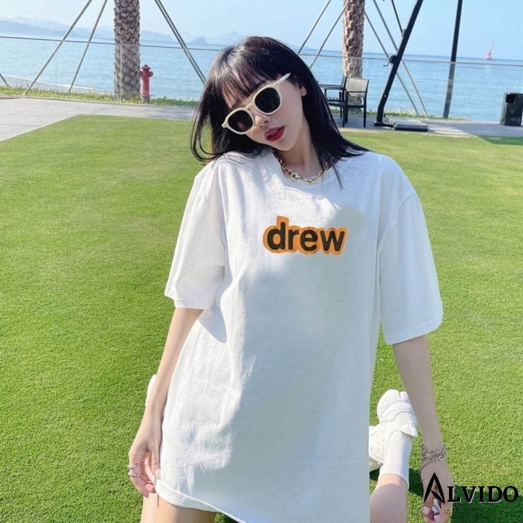 Áo thun Nam Nữ Local Brand AC142 Tay lỡ From rộng in chữ DREW chất liệu cotton dày mềm mịn
