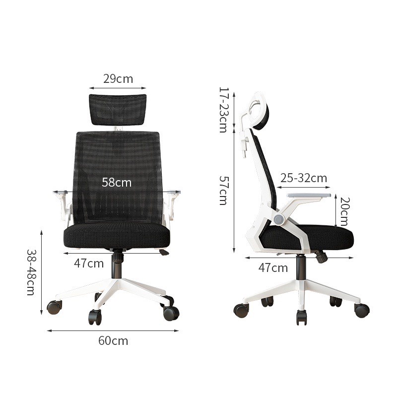 Ghế xoay văn phòng CÓ TỰA CỔ, tay gấp 90 độ, chân nhựa cao cấp- ghế lưới văn phòng