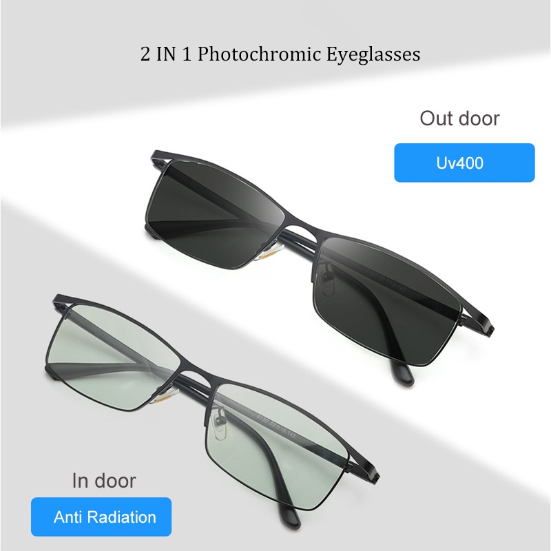 Kính Mát Phân Cực Chống Bức Xạ 3 Trong 1 Gọng Vuông Bằng Kim Loại Thoải Mái Phong Cách Hàn Quốc Cho Nam Và Nữ