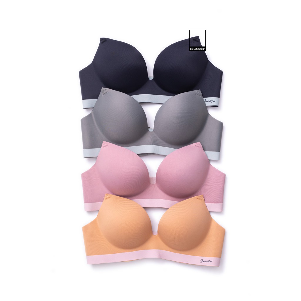 Áo lót không gọng mút vừa su đúc màu trơn cài sau nâng ngực tự nhiên BOM SISTER A903 | BigBuy360 - bigbuy360.vn