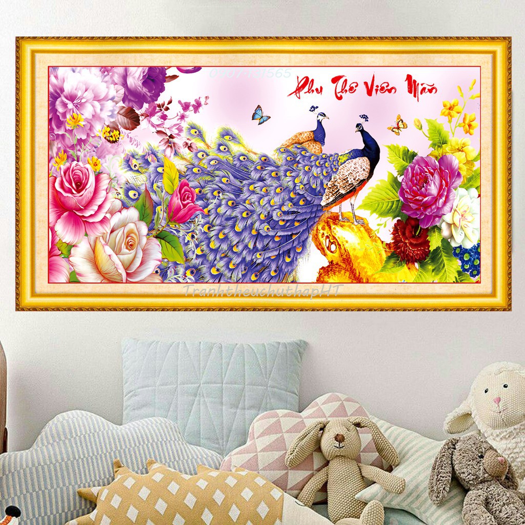 Tranh Đính Đá CÔNG PHU THÊ VIÊN MÃN (ĐÁ ABC CAO CẤP). Kích Thước: 1m2 x 60cm - 1m5 x 70cm