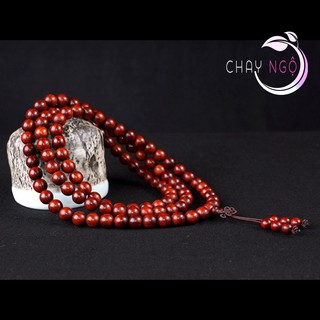 Chuỗi hạt gỗ 108 hạt nâu đỏ