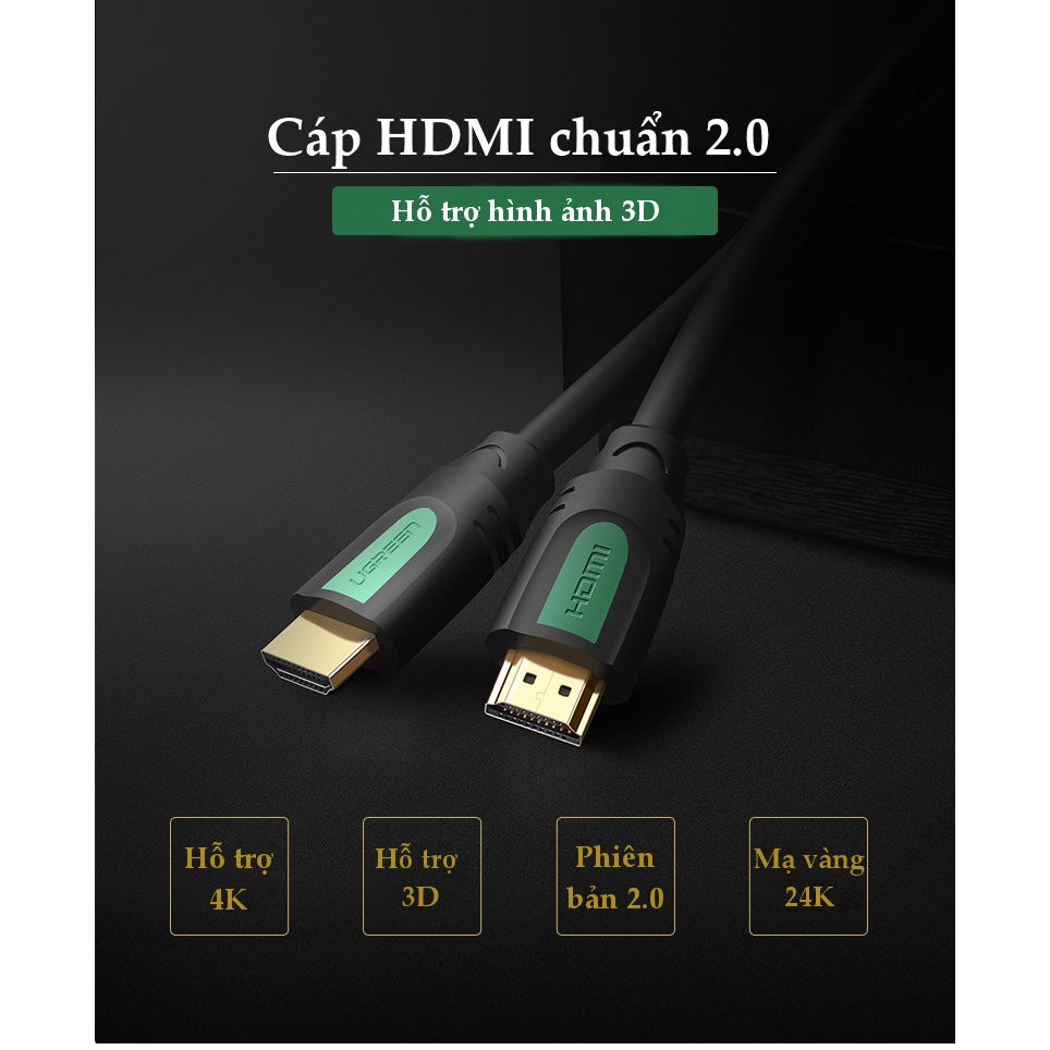 Dây cáp HDMI 2.0 UGREEN HD101 40461 dài 1.5M