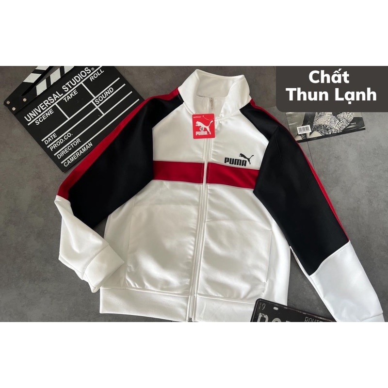 Áo Khoác Thun Lạnh Chống Nắng Màu Đỏ Trắng Thể Thao Chất Vải Mịn Thoáng Khí Không Xù Lông Áo Khoác Thu Đông