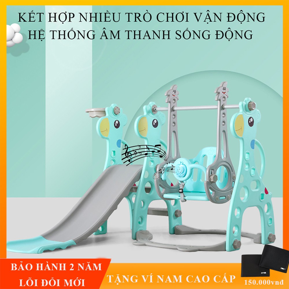 Đồ chơi trẻ em, cầu trượt cho bé kèm xích đu và bóng rổ giúp trẻ năng động và phát triển 1 cách toàn diện. BH 2 năm.