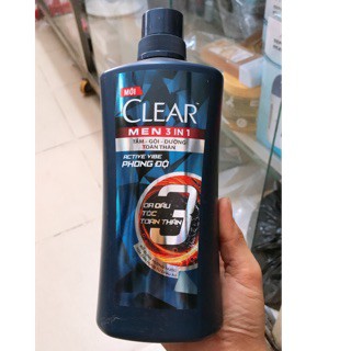 Dầu tắm gội Clear Men 3 trong 1 630gr: Tắm + Gội + Dưỡng