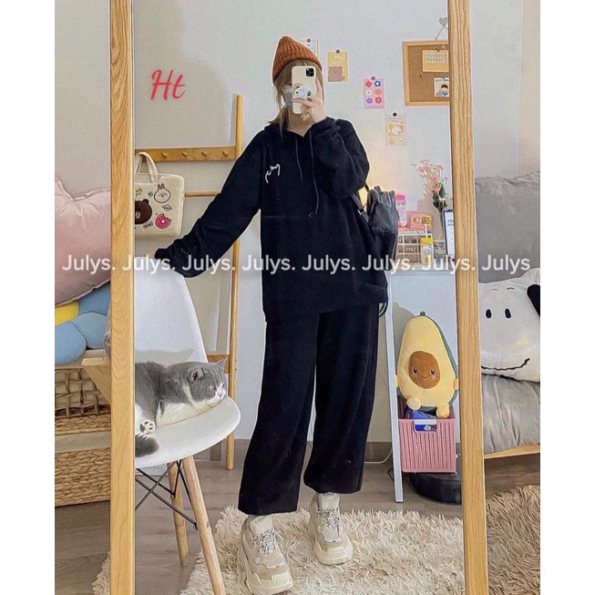 Bộ áo hoodie chữ kí+quần bom xám HT12