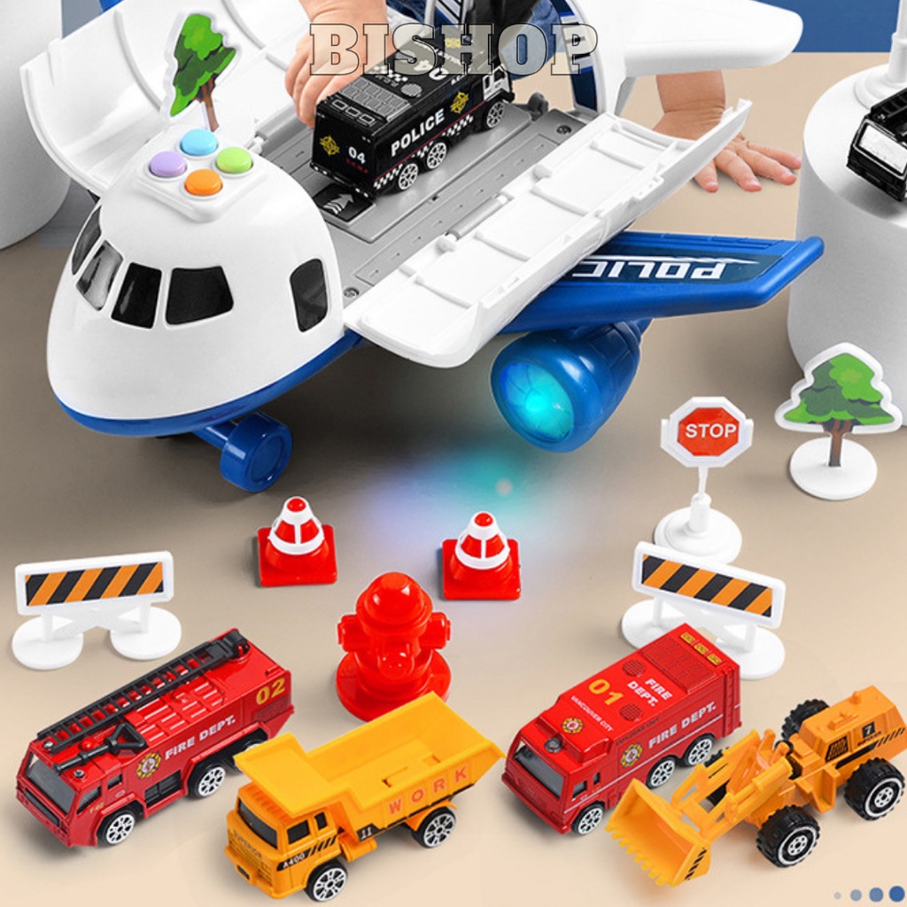 Máy Bay Đồ Chơi Mô Hình Có Bánh Xe Cỡ Lớn Cho Bé Tặng Kèm 2 Ô tô BAZUKO DC008