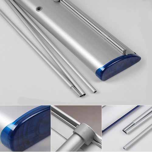 [Nhập khẩu chính hãng] Giá cuốn banner nhôm cao cấp, chân đế to 80x200cm