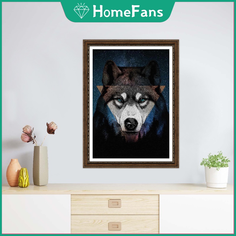 Bộ tranh đính đá 5D tự làm hình chú chó treo tường trang trí 30x40cm