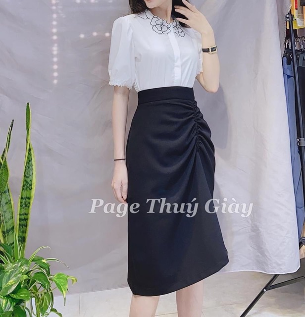 BÁN SỈ CHÂN VÁY RÚM 2 MÀU ĐEN VÀ NÂU CHO NỮ | BigBuy360 - bigbuy360.vn