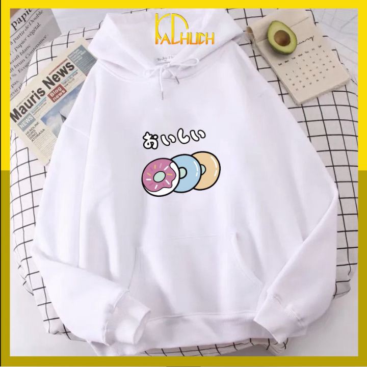 ÁO HOODIE NỈ IN BÁNH RÁN (có nhiều màu)