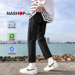 Quần vải jean bò đen baggy nam đẹp hot năm 2021 Nashop 1089