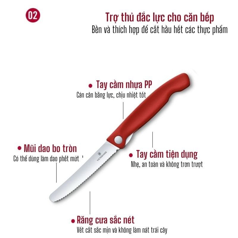 [THỤY SĨ] Dao Gọt Victorinox Lưỡi Răng Cưa 11cm Có Thể Gập - Hàng chính hãng