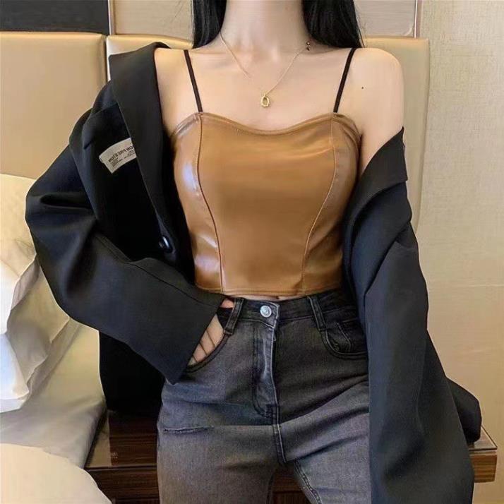 Áo Bra Nữ Chất Da Cá Tính Chun Lưng Thông Hơi Thoáng Khí Hot Trend DA25