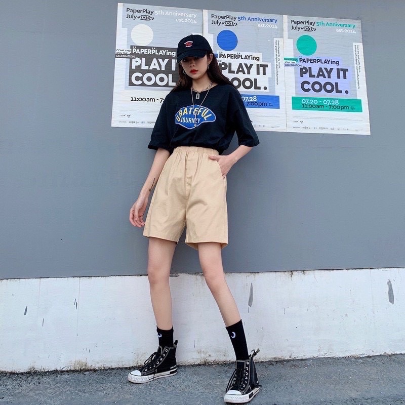 Quần Short Kaki nam nữ phong cách unisex form rộng Bize size