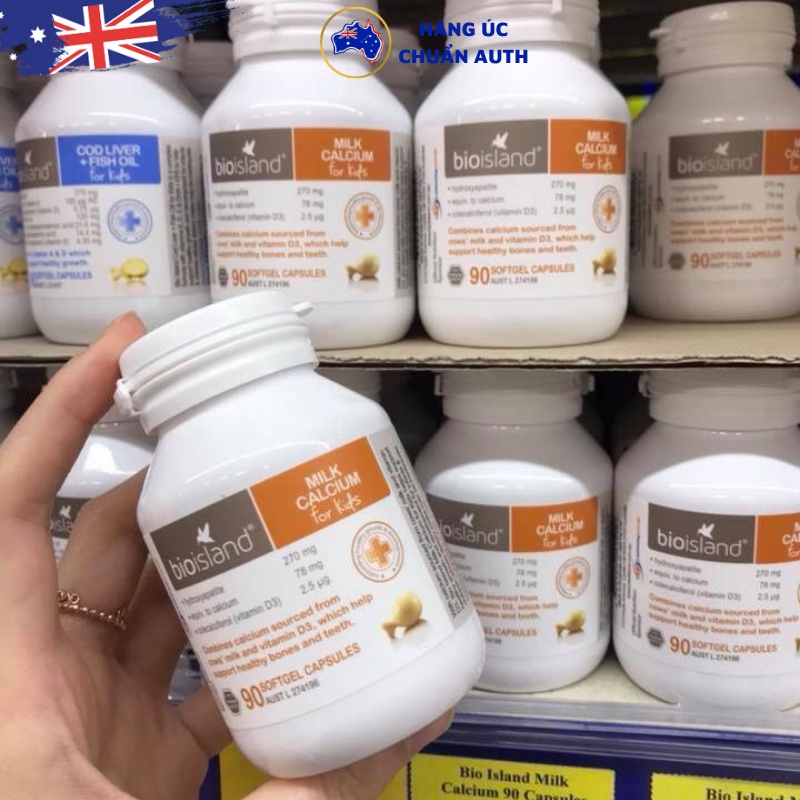 Viên Bổ sung Canxi sữa cho bé của Úc Bio Island Milk Calcium Kids 90 viên