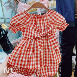 Bộ kẻ cho bé gái đáng yêu