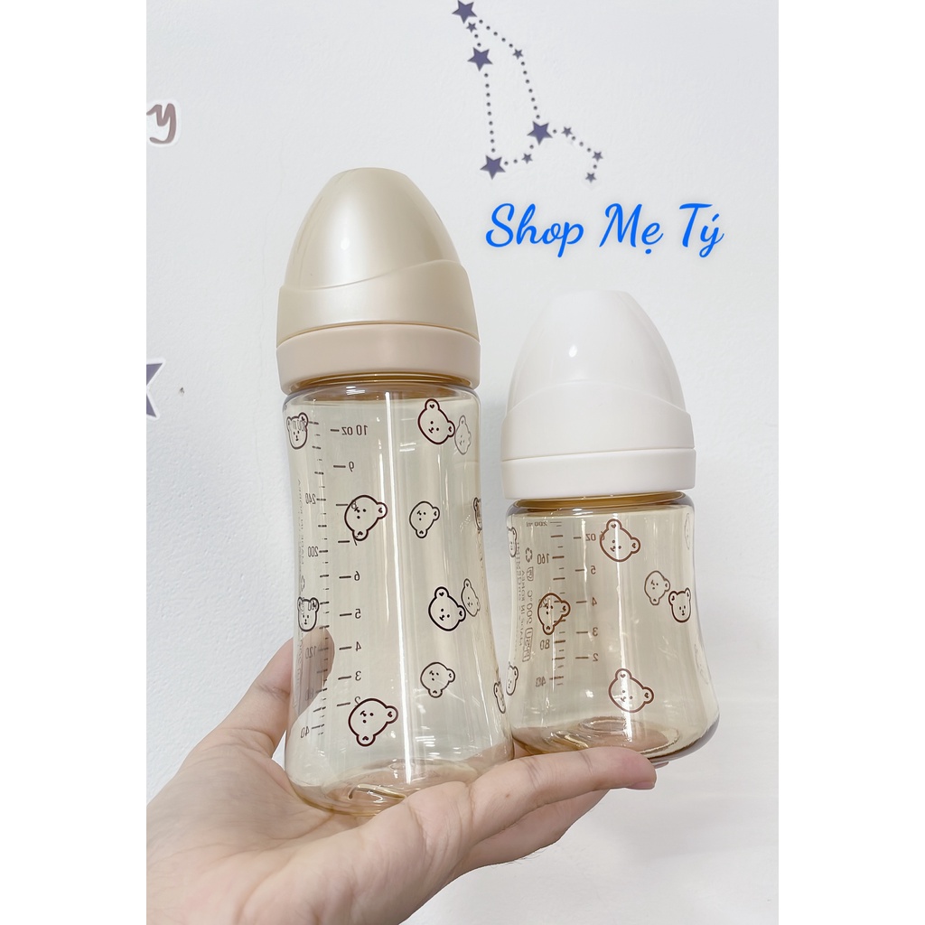 [TÁCH SET] Bình sữa Grosmimi Dotgom hoạ tiết Gấu/ Bear size 200ml - 300ml Hàn Quốc