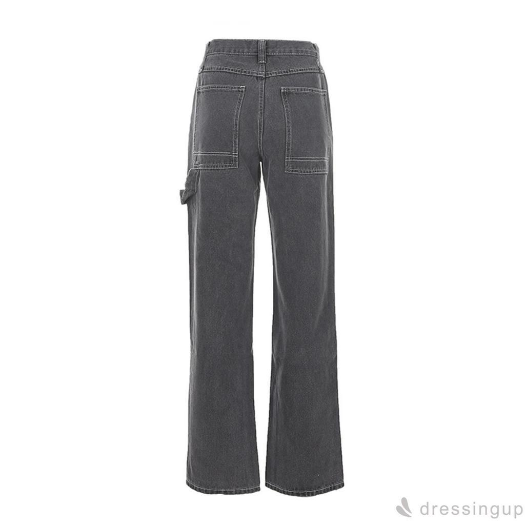 Quần Denim Lưng Cao Phong Cách Hàn Quốc Trẻ Trung Dành Cho Nữ