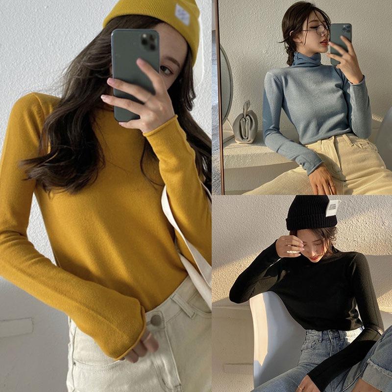 Áo Len Nữ Dài Tay Cổ Lọ Thời Trang Hàn