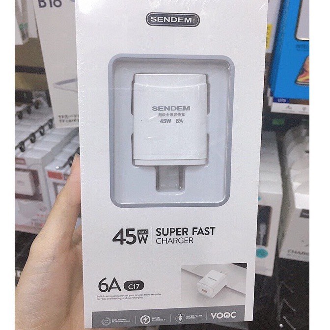 Củ Sạc Nhanh 45w 6a Hàng Chính Hãng Semdem Bh 12 Tháng