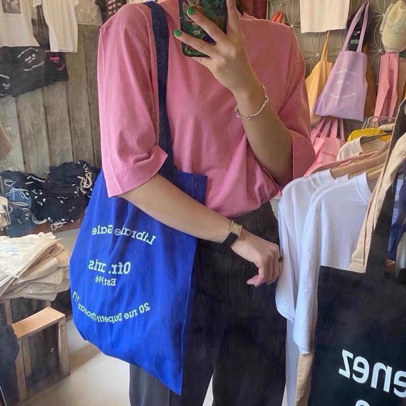 Túi canvas in chữ đơn giản xinh xắn thời trang