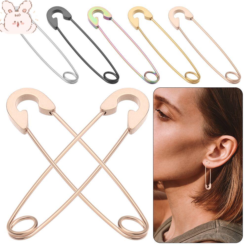 Khuyên Tai Hình Cây Ghim Bằng Thép Không Gỉ Phong Cách Punk Thời Trang