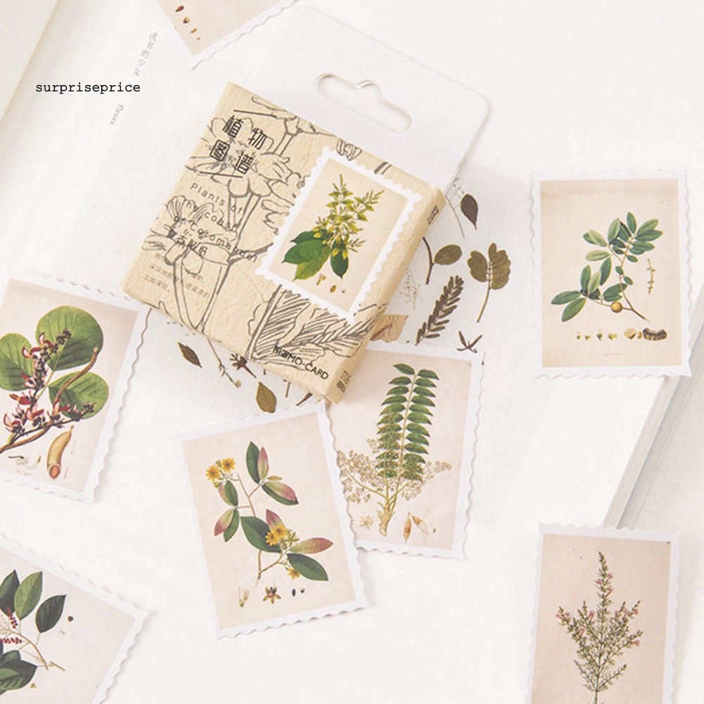 Set 45 sticker hình cây xanh trang trí tập ảnh/nhật ký/sổ tay