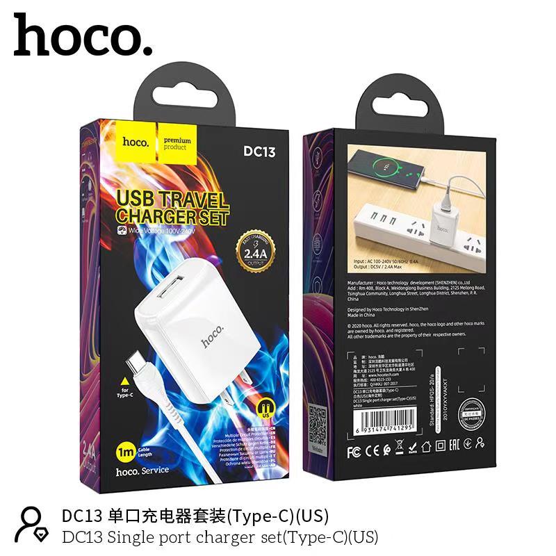 Bộ Cốc sạc,Củ sạc nhanh kèm dây Hoco DC13  - 2.4A