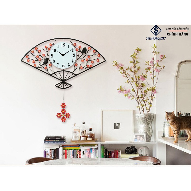 [DH-007] Đồng Hồ Treo Tường Trang Trí Hình Quạt (Tặng Decal trang trí + Bộ Kim dự phòng + Đinh treo chống hỏng tường)