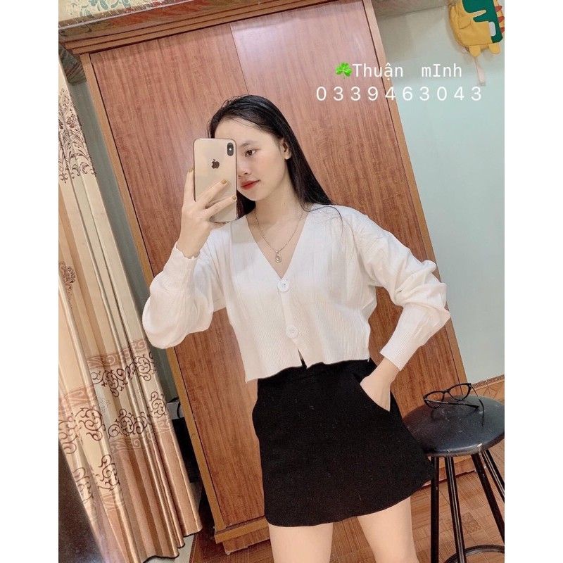 Áo khoác len cardigan croptop 2 khuy (x29#)