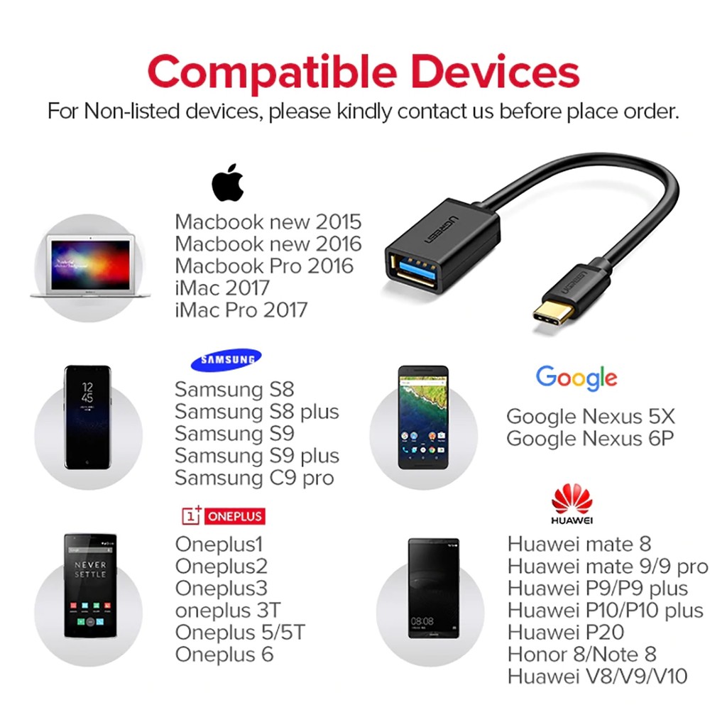 Cáp OTG USB TYPE-C To USB 3.0 Ugreen Chính Hãng