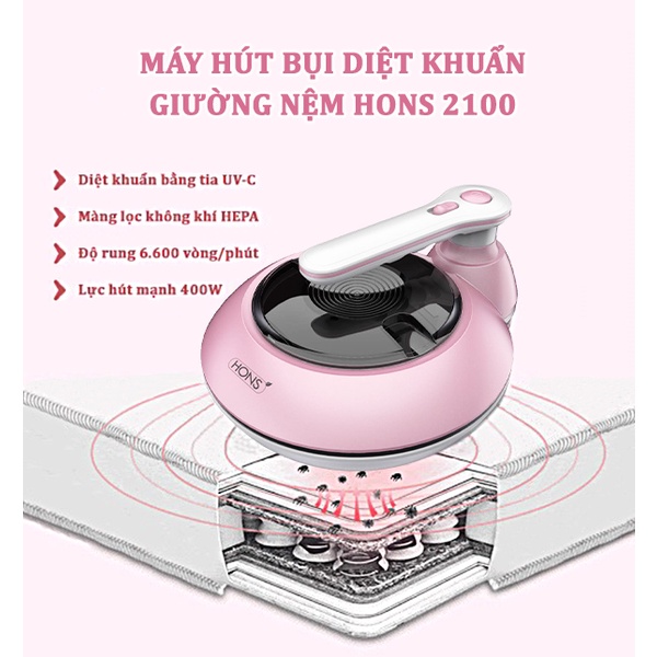 Máy hút bụi giường nệm diệt khuẩn uv Hons-HSBC 2100, phiên bản 201, nhập khẩu hàn quốc, bh 12 tháng - TiPi Home Shop