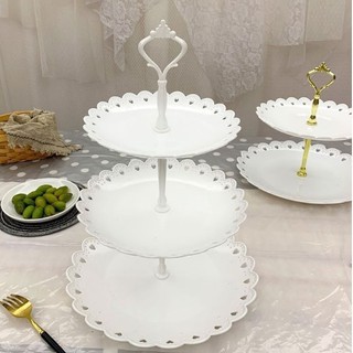 Khay đựng bánh kẹo hoa quả 3 tầng đĩa tròn khay mứt trang trí quán cafe tiệc trà sinh nhật đám cưới ăn hỏi lễ Tết event