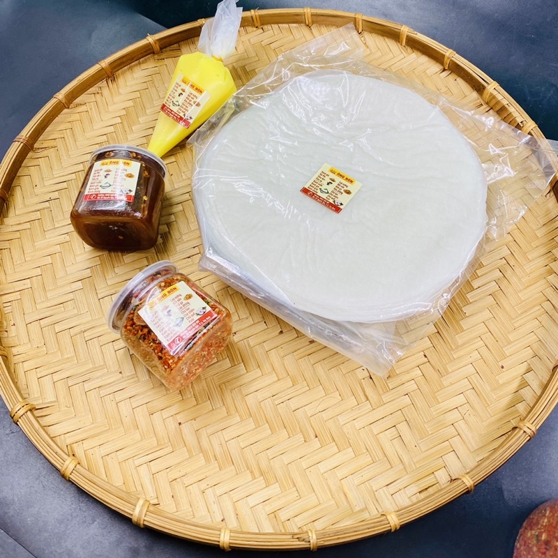Combo Bánh Tráng Phơi Sương 250g - 120ml Muối Tôm Hành Phi - 120ml Mắm Me Chua Cay(Tặng Bơ)