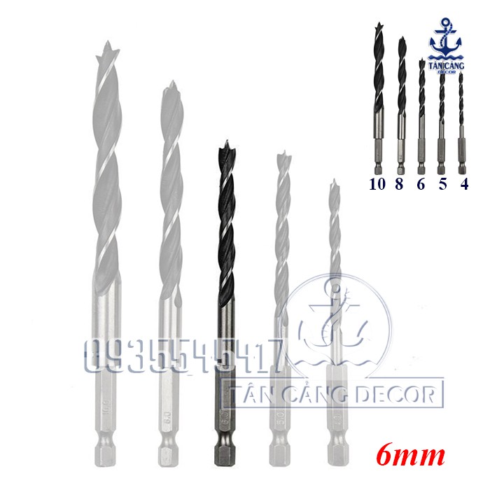 Mũi Khoan Chuôi Lục 3mm - 4mm - 5mm - 6mm - 8mm - 10mm