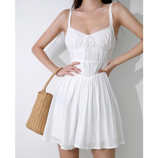 Đầm Hai Dây Dáng Chữ A Cổ Chữ V Họa Tiết Hoa Phong Cách Pháp Thời Trang Quyến Rũ Cho Nữ