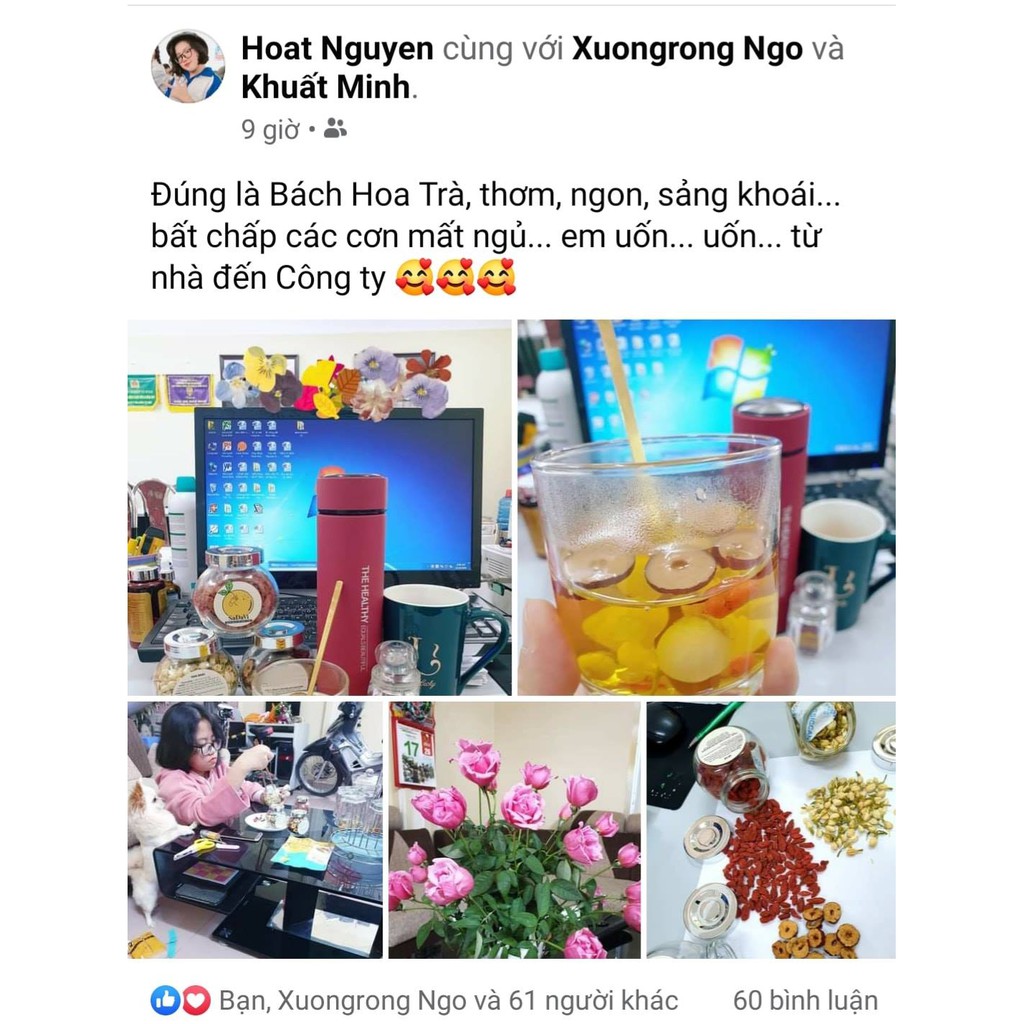 Trà Hoa SaDaVi - Bách Hoa Trà: Hoa lưu ly, hoa cúc kim tiền, hoa nhài, nụ hồng tường vi, hoa bách nhật, cỏ ngọt