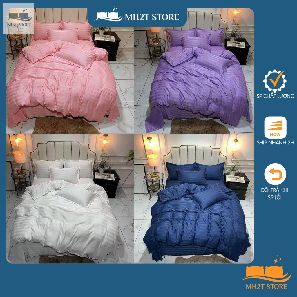 Bộ Chăn Ga Gối Cotton 3F Set Chăn Ga Gối Chuyên Dụng Cho Khách Sạn Cao Cấp MH2T STORE