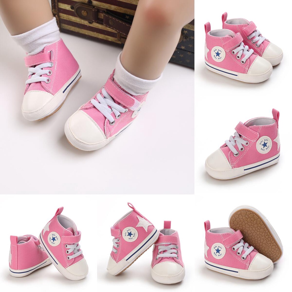 Giày Lười Vải canvas Mềm Họa Tiết Ngôi Sao Năm Cánh Nhiều Màu Tùy Chọn Cho Bé Sơ Sinh