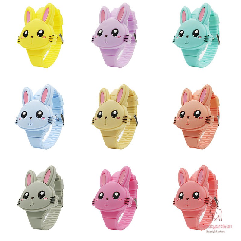 Đồng hồ điện tử dây silicon hình thỏ dễ thương cho bé