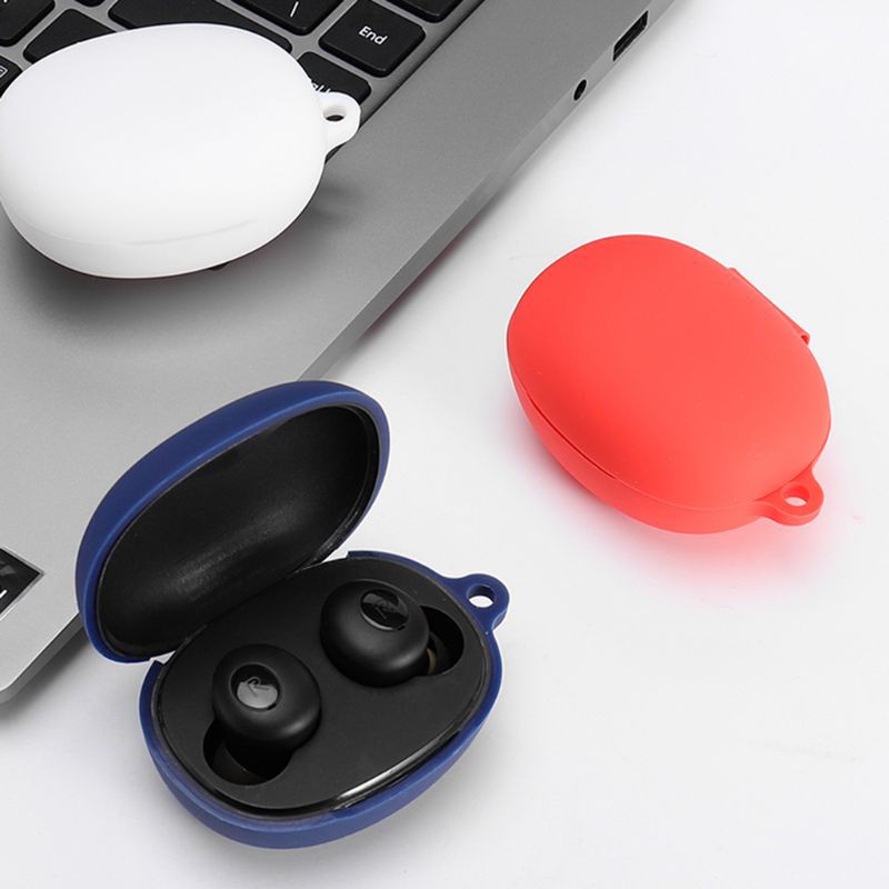 Hộp đựng tai nghe bằng silicone chống bụi có móc chống rơi tiện dụng cho realme Buds Q